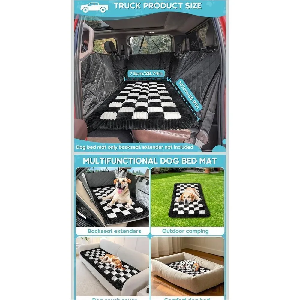 New! Foellstoe Black White Check Car / Truck Pet Bed Mat 56